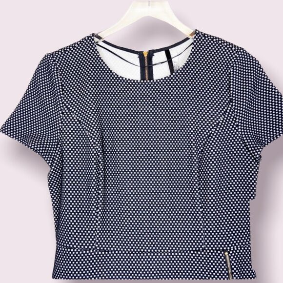 NWT Kensie Black & White Checkered Knit Zipper Skirt Dress Women's Size M - Picture 5 of 11